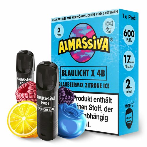 Almassiva Einweg Pod - Blaulicht X 4B 17mg 2ml