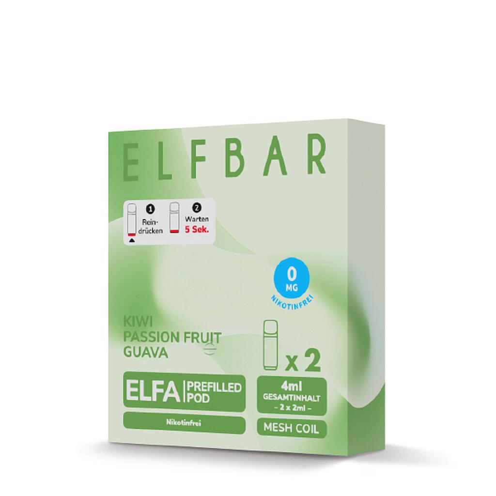 Elfbar - ELFA CP Prefilled Pod 2ml 0mg (2 Stück) Kiwi Passion Fruit Guava