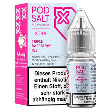 Pod Salt X Liquid - Triple Raspberry Ice 10ml 10mg/ml