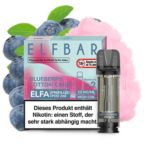 Elfbar - ELFA CP Prefilled Pod 2ml 20mg/ml (2 Stück) Blueberry Cotton Candy