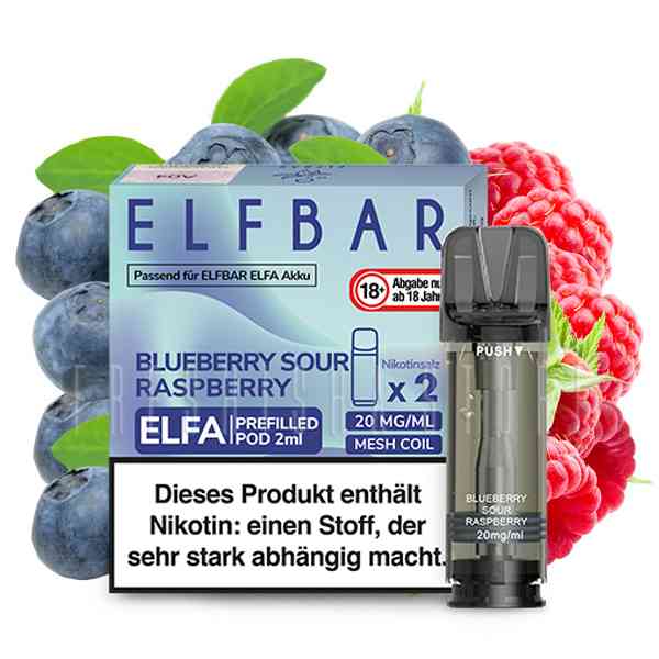 Elfbar - ELFA CP Prefilled Pod 2ml 20mg/ml (2 Stück) Blueberry Sour Raspberry