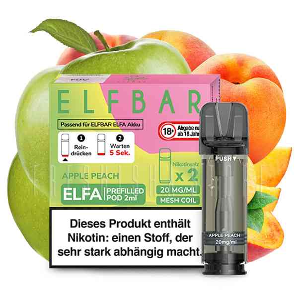 Elfbar - ELFA CP Prefilled Pod 2ml 20mg/ml (2 Stück) Apple Peach