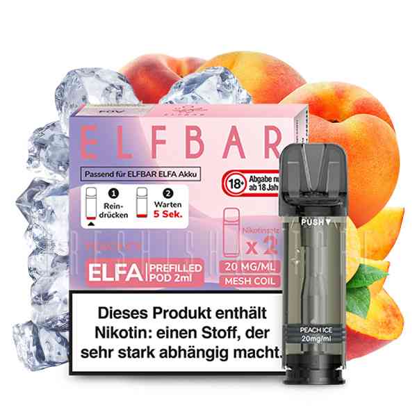Elfbar - ELFA CP Prefilled Pod 2ml 20mg/ml (2 Stück) Peach Ice